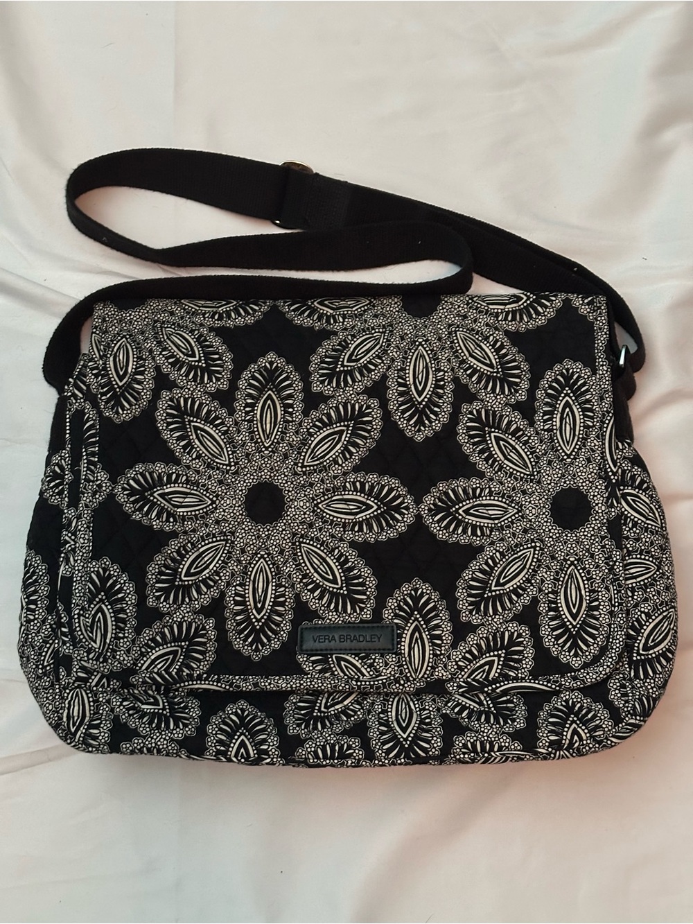 Vera Bradley Black & White Floral Quilted Crossbody
